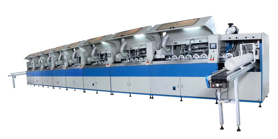 2000 шт/час Многоцветная машина для трафаретной печати для цилиндрических ведер, максимальный диаметр контейнера 220 мм